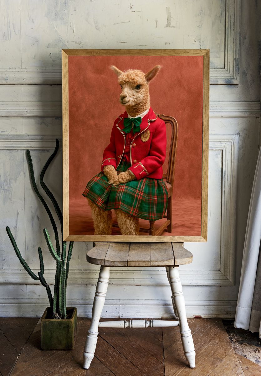 Alpaca Portrait Photography Poster. — room view 1