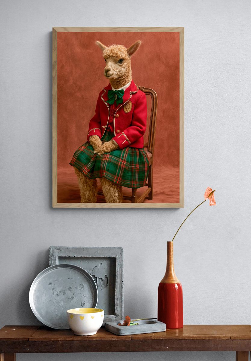 Alpaca Portrait Photography Poster. — room view 3