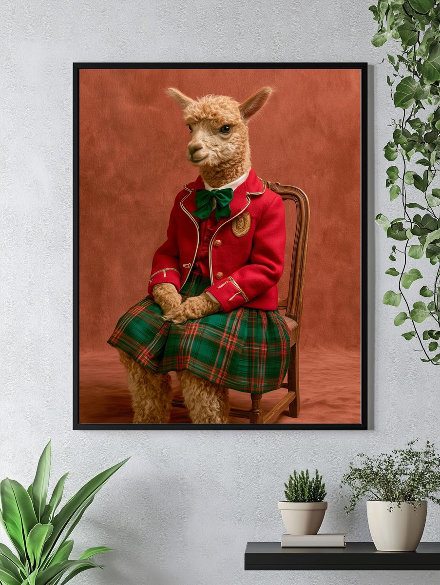 Alpaca Portrait Photography Poster. — room view 4
