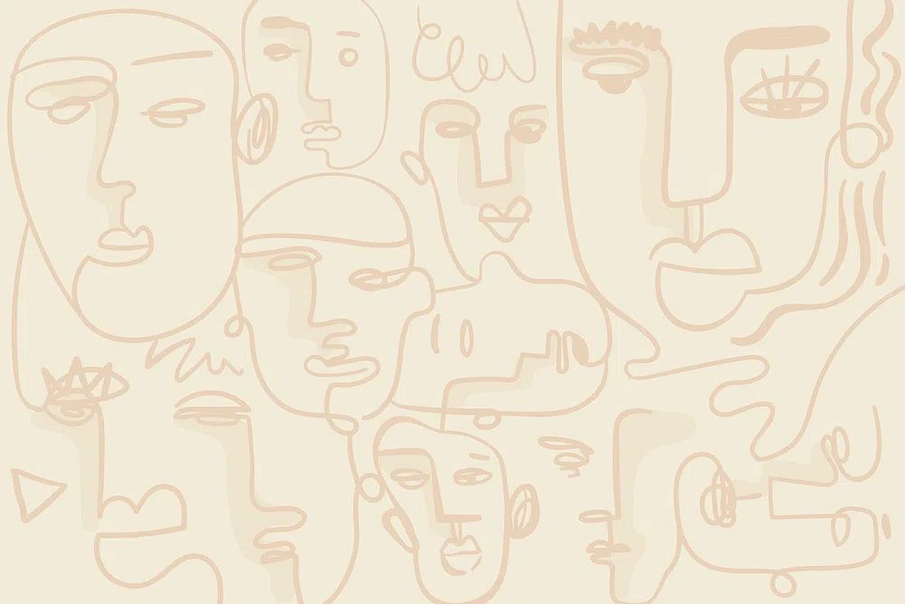 Abstract Faces Line Art Poster. poster — illustration art