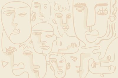 Abstract Faces Line Art Poster. poster