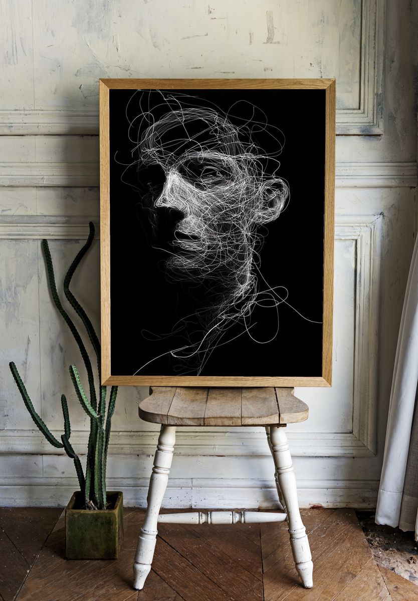 Abstract Line Art Portrait Poster. — room view 1