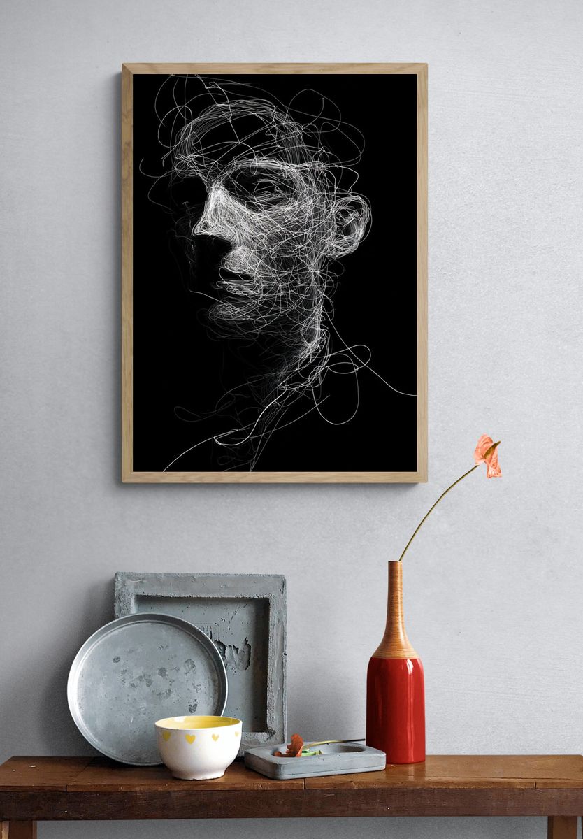 Abstract Line Art Portrait Poster. — room view 3