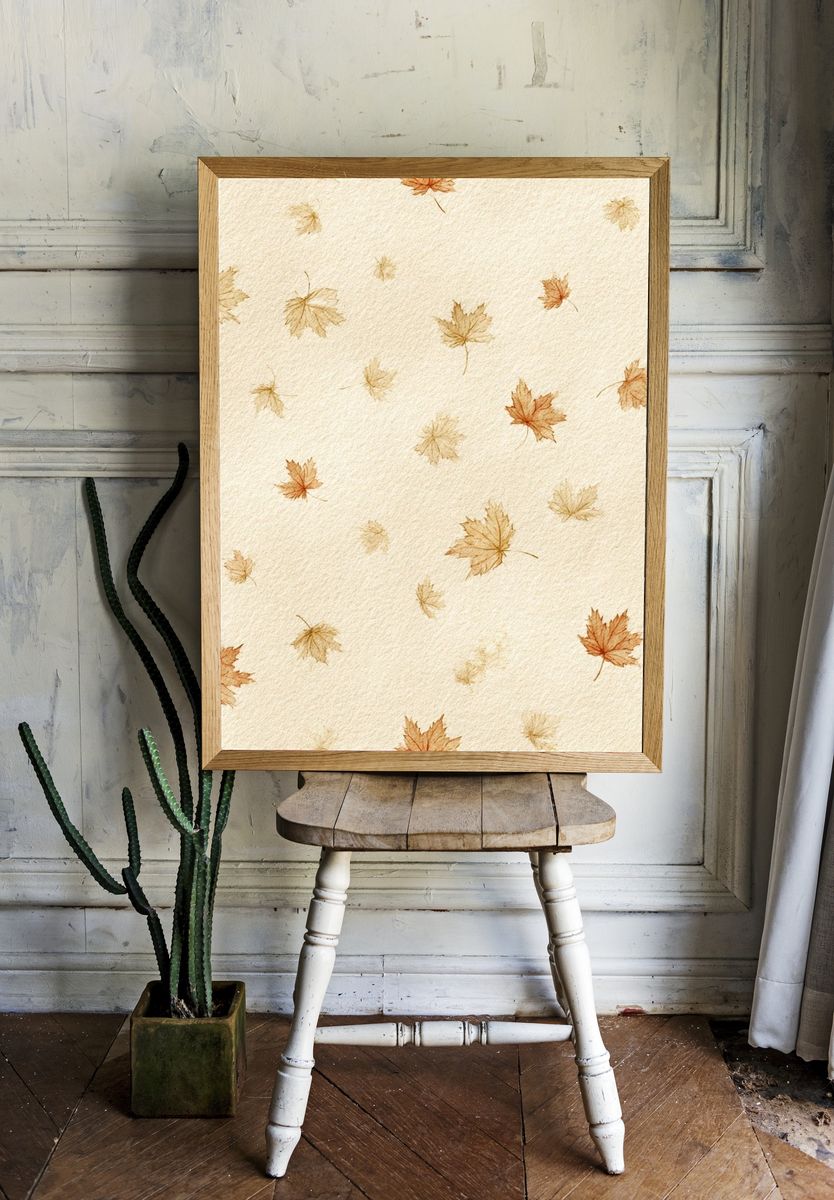 Autumn Leaves Watercolor Print. — room view 1