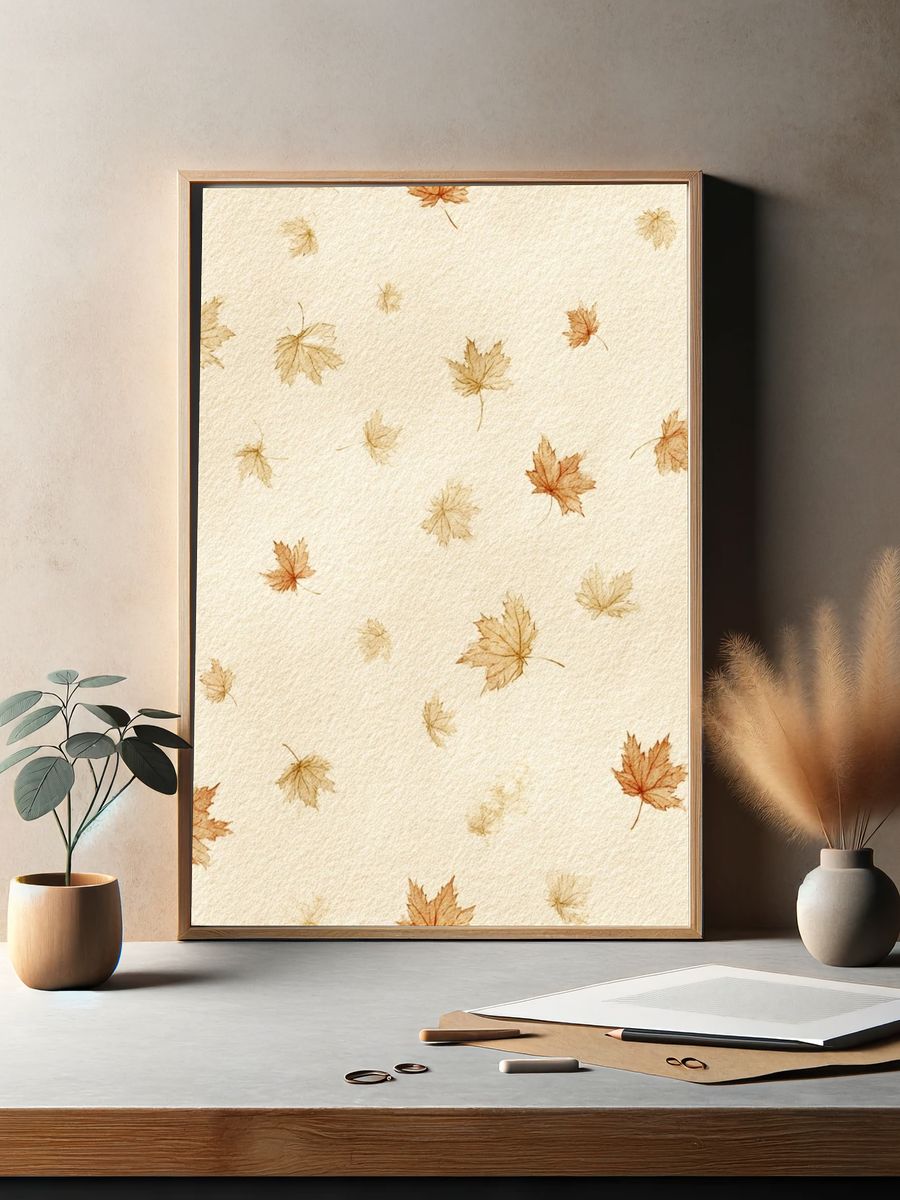 Autumn Leaves Watercolor Print. — room view 2