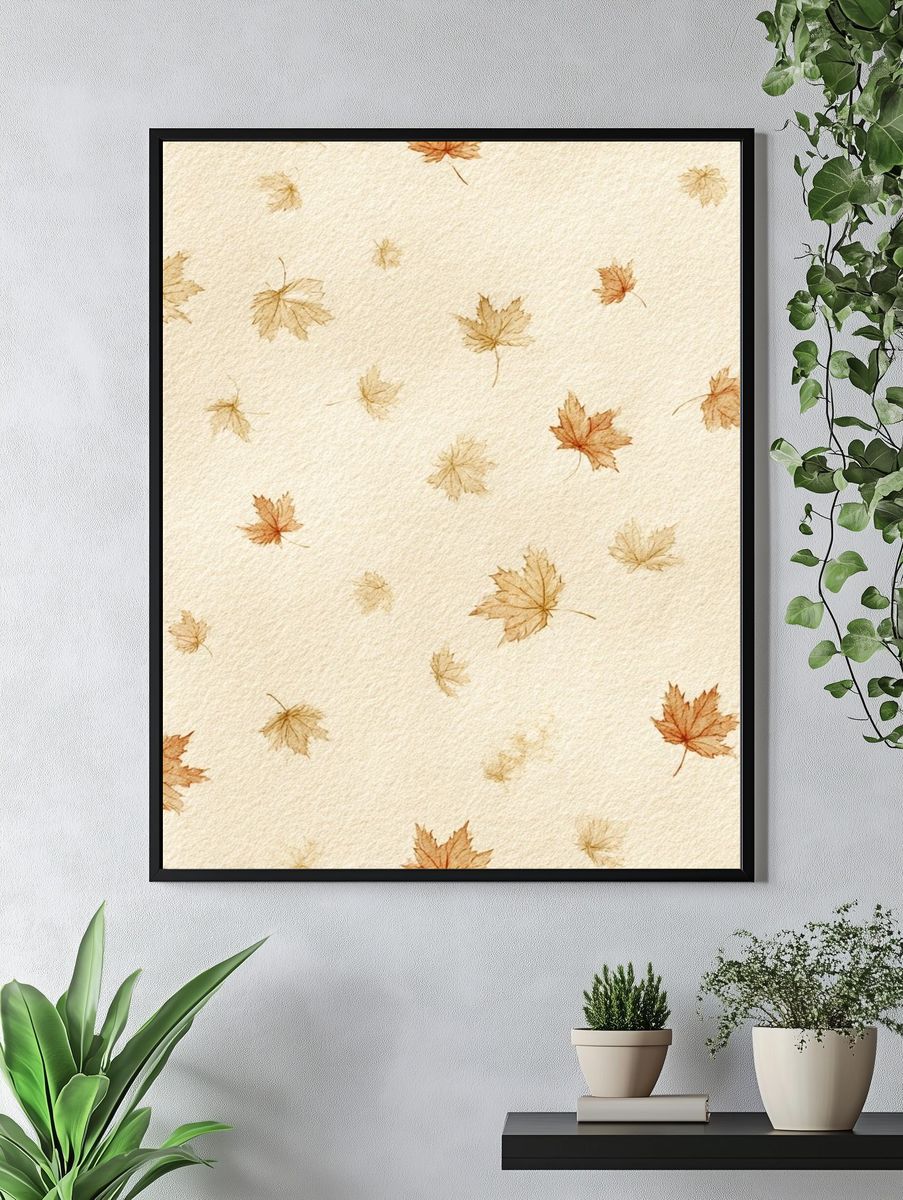Autumn Leaves Watercolor Print. — room view 4