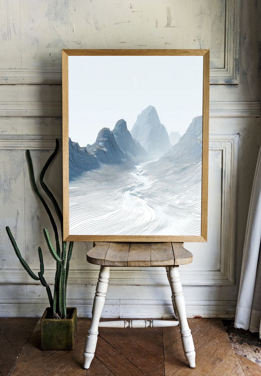 Abstract Mountain Landscape — Minimalist Print. — room view 1