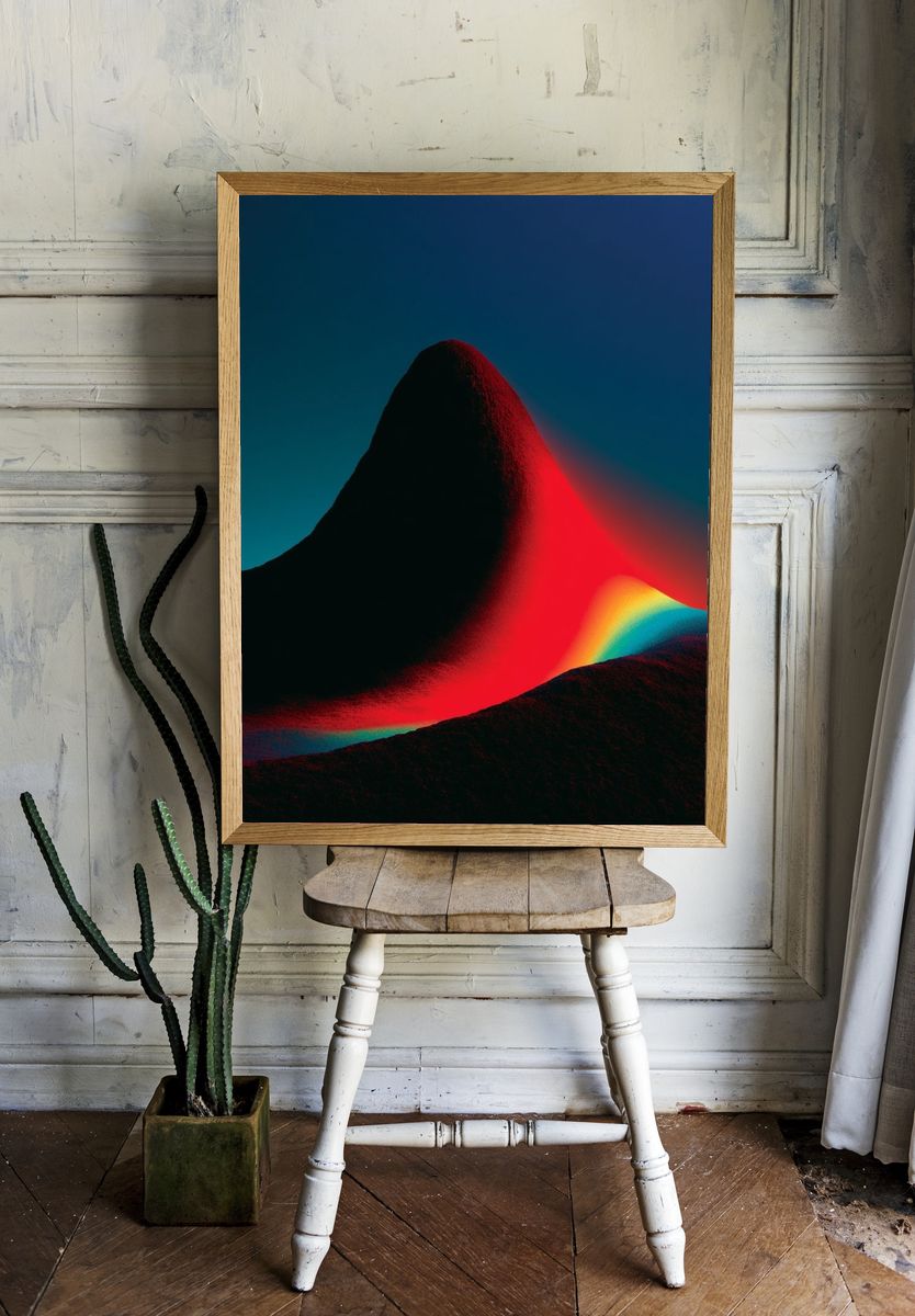 Neon Mountain Glow Abstract Poster. room preview