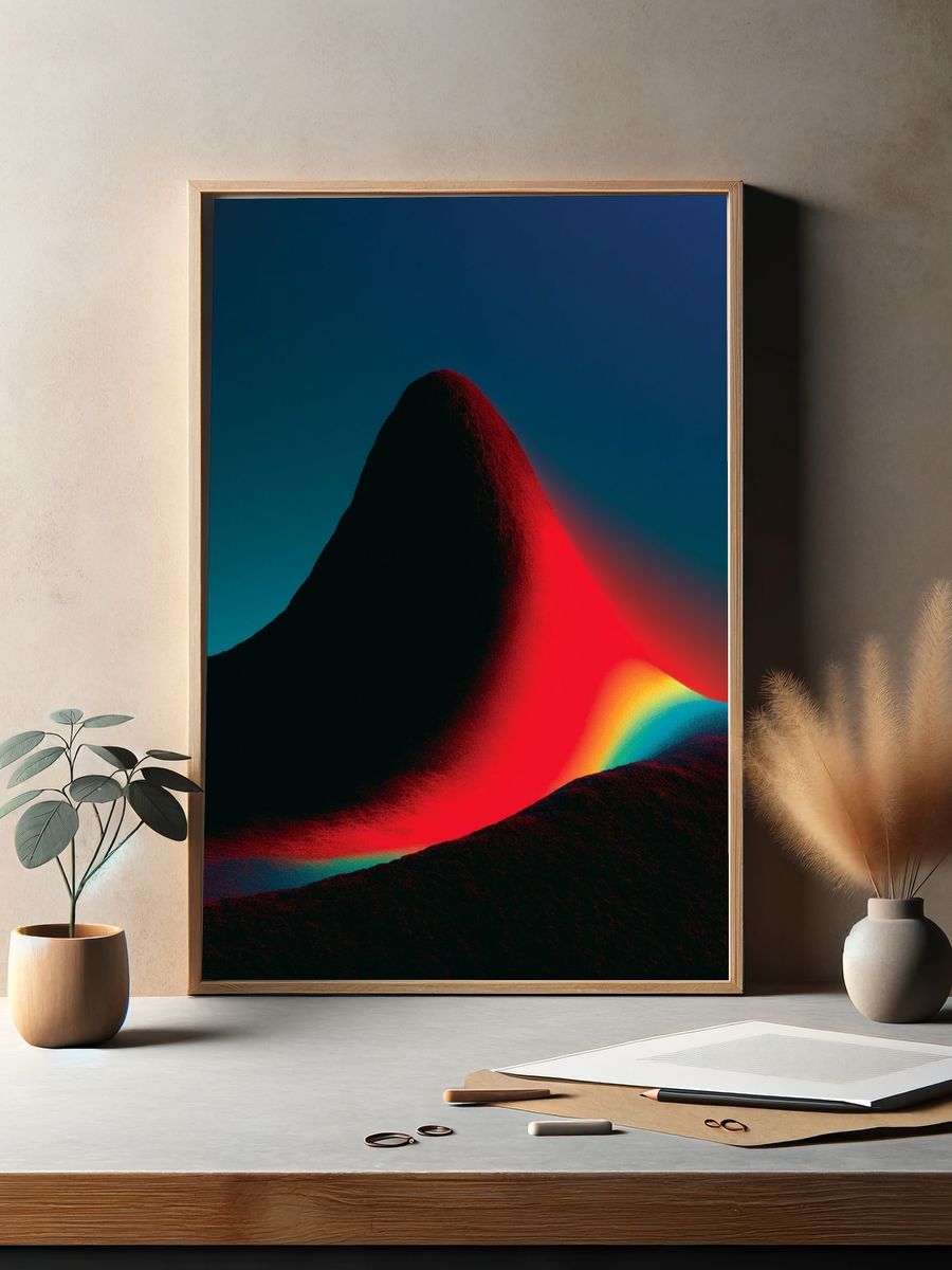 Neon Mountain Glow Abstract Poster. — room view 2