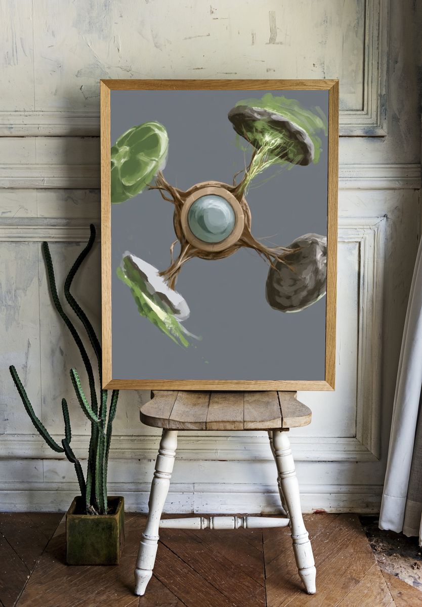 Abstract Orbital Mushroom Print. — room view 1