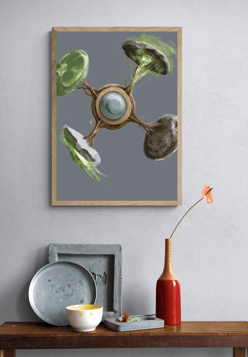 Abstract Orbital Mushroom Print. — room view 3