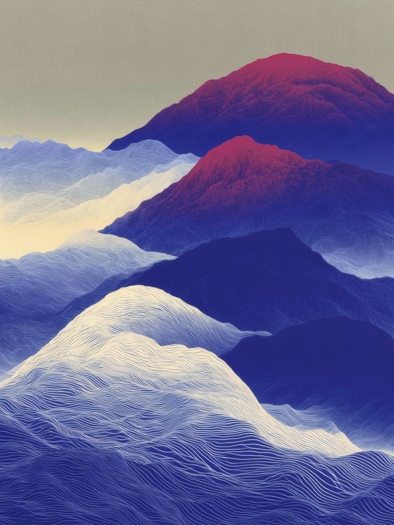 Dreamlike Mountain Waves Abstract Print. poster — abstract art