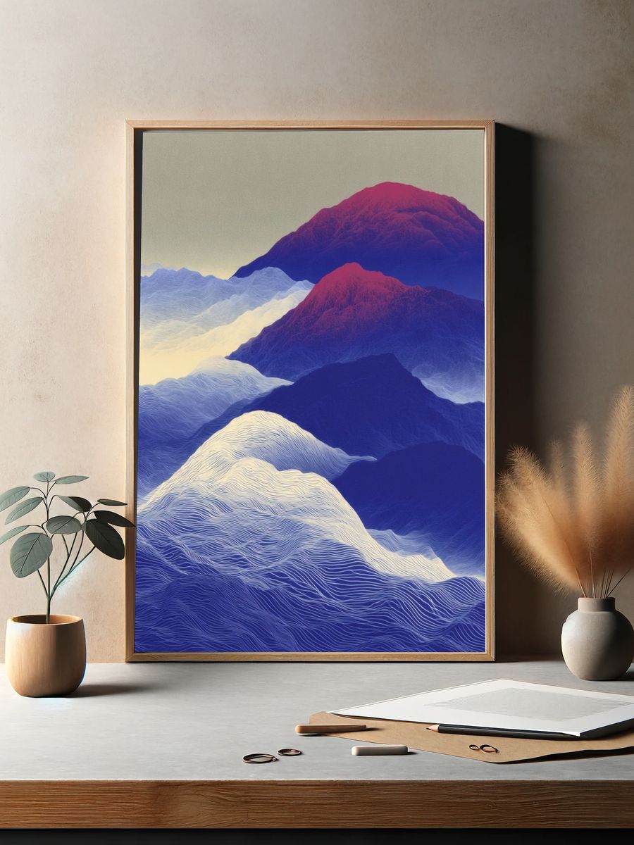 Dreamlike Mountain Waves Abstract Print. — room view 2
