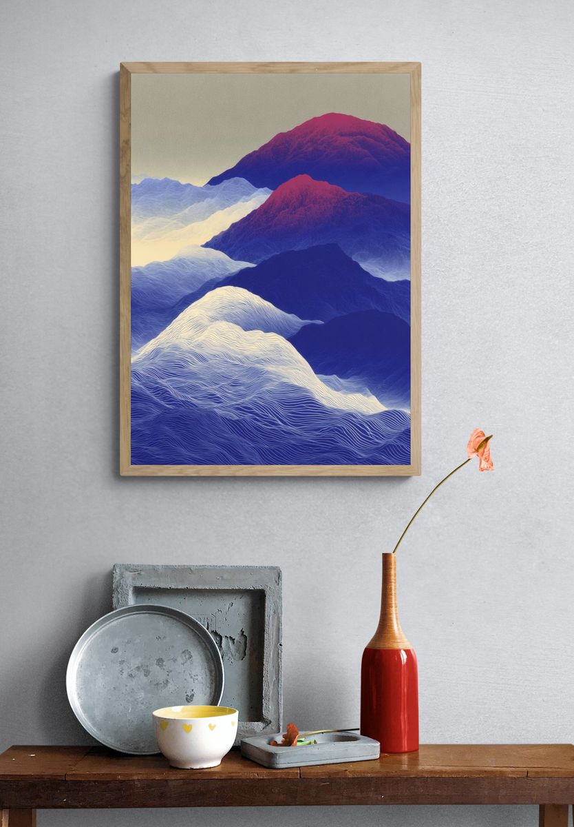 Dreamlike Mountain Waves Abstract Print. — room view 3