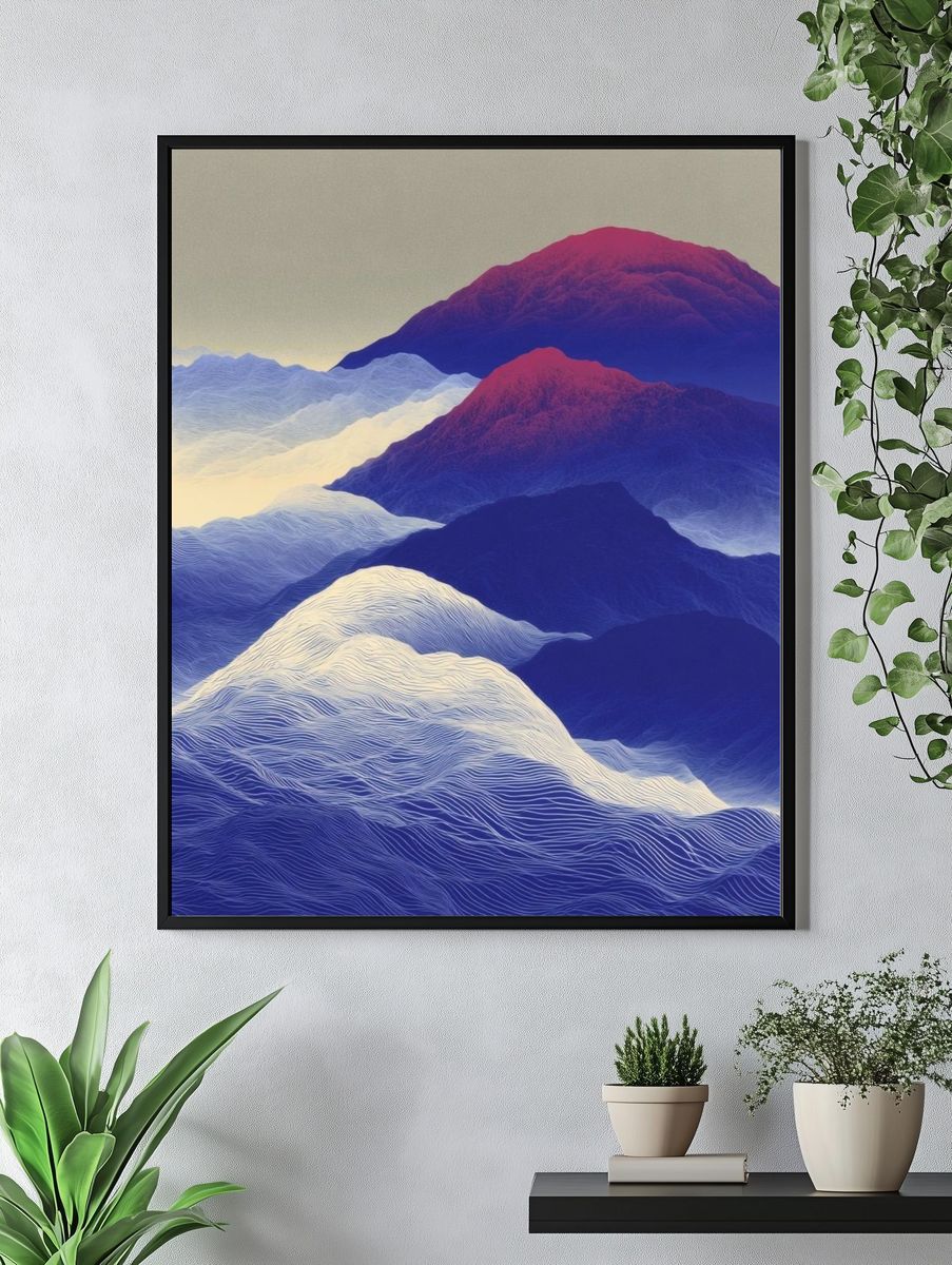 Dreamlike Mountain Waves Abstract Print. — room view 4
