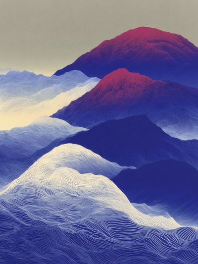 Dreamlike Mountain Waves Abstract Print.