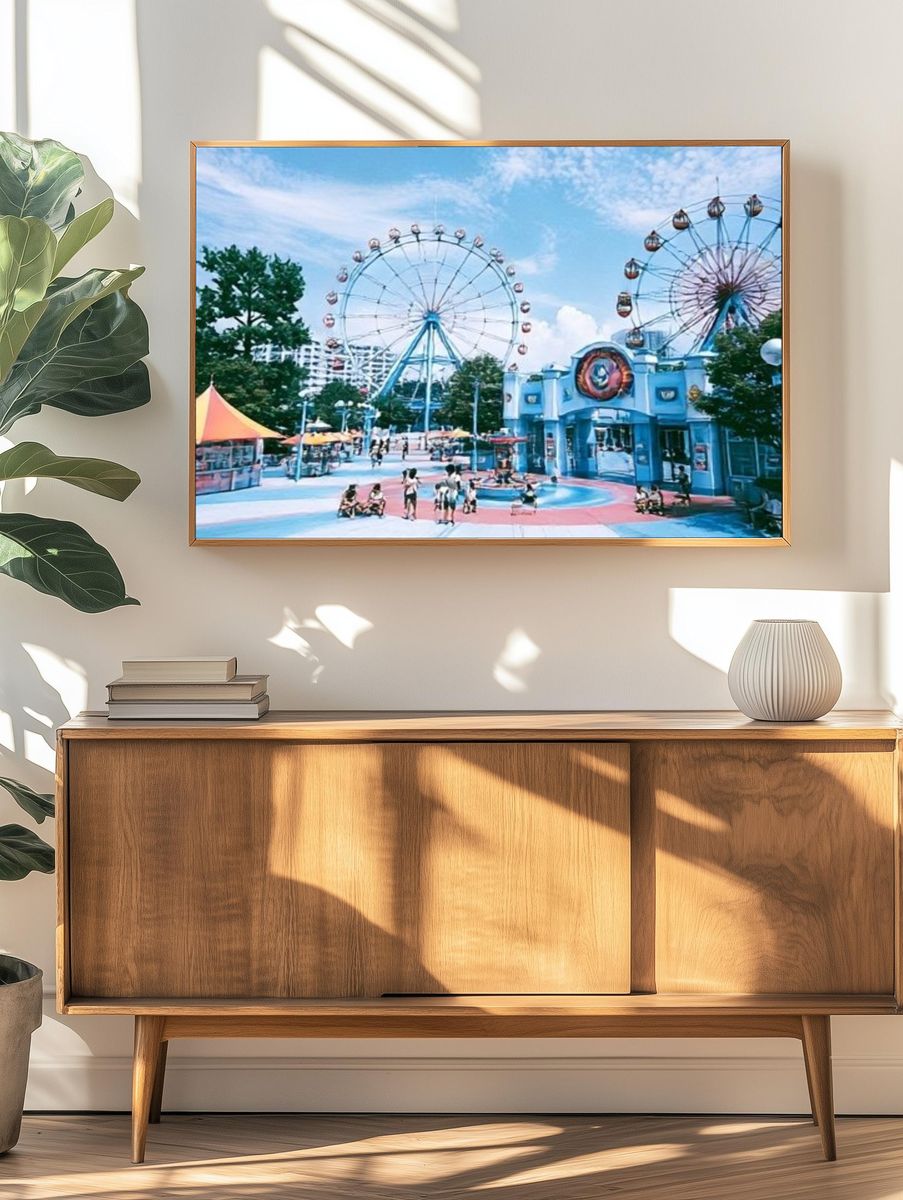 Amusement Park Ferris Wheels Photography Poster. — room view 3