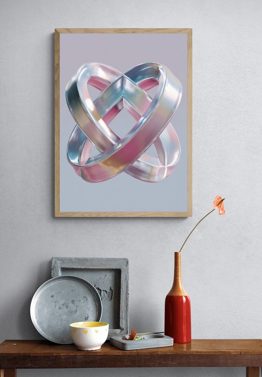 Abstract Metallic Sculpture Poster. — room view 3
