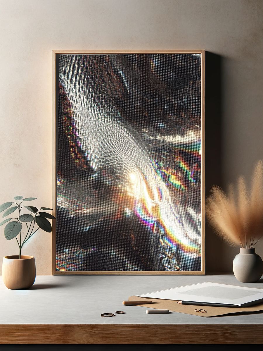 Abstract Metallic Waves Poster. — room view 2