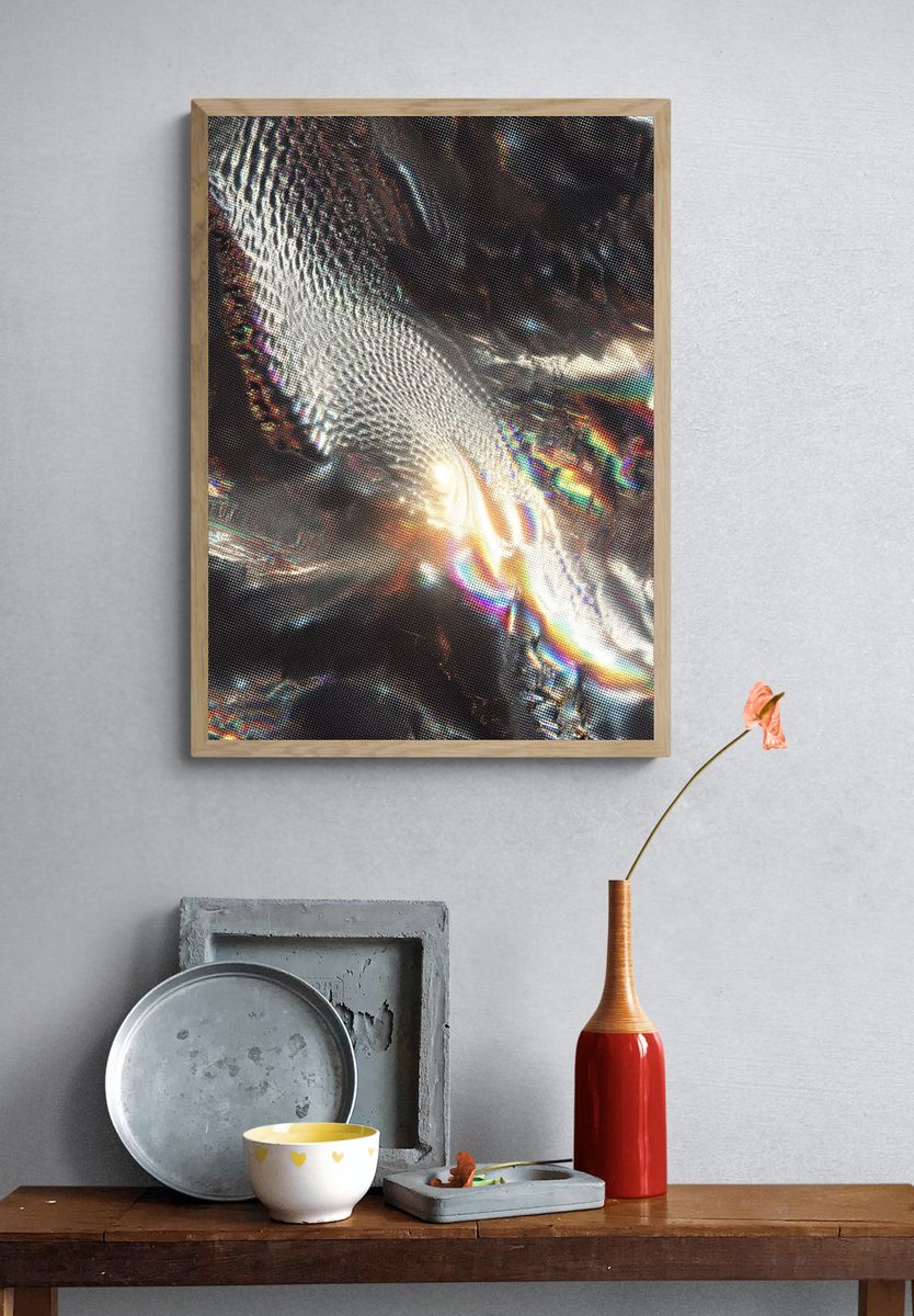Abstract Metallic Waves Poster. — room view 3