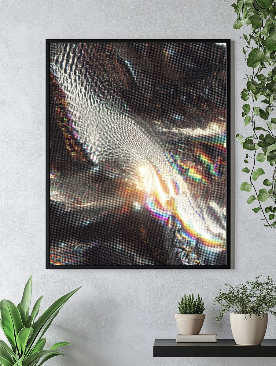 Abstract Metallic Waves Poster. — room view 4