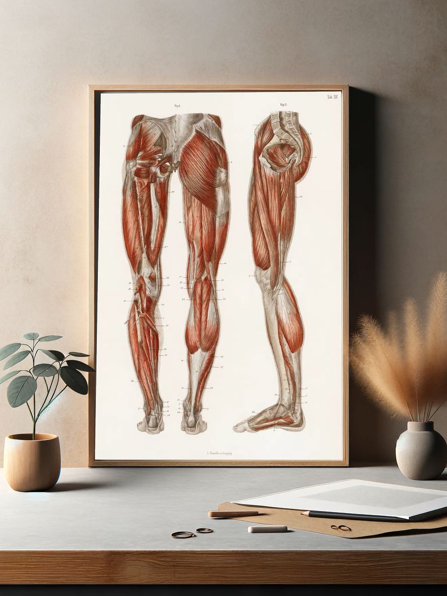 antique illustration muscles legs feet. — room view 2