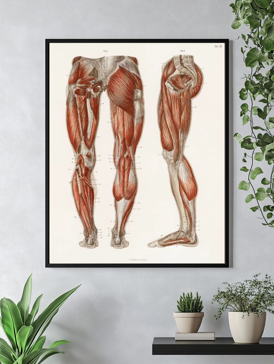 antique illustration muscles legs feet. — room view 4