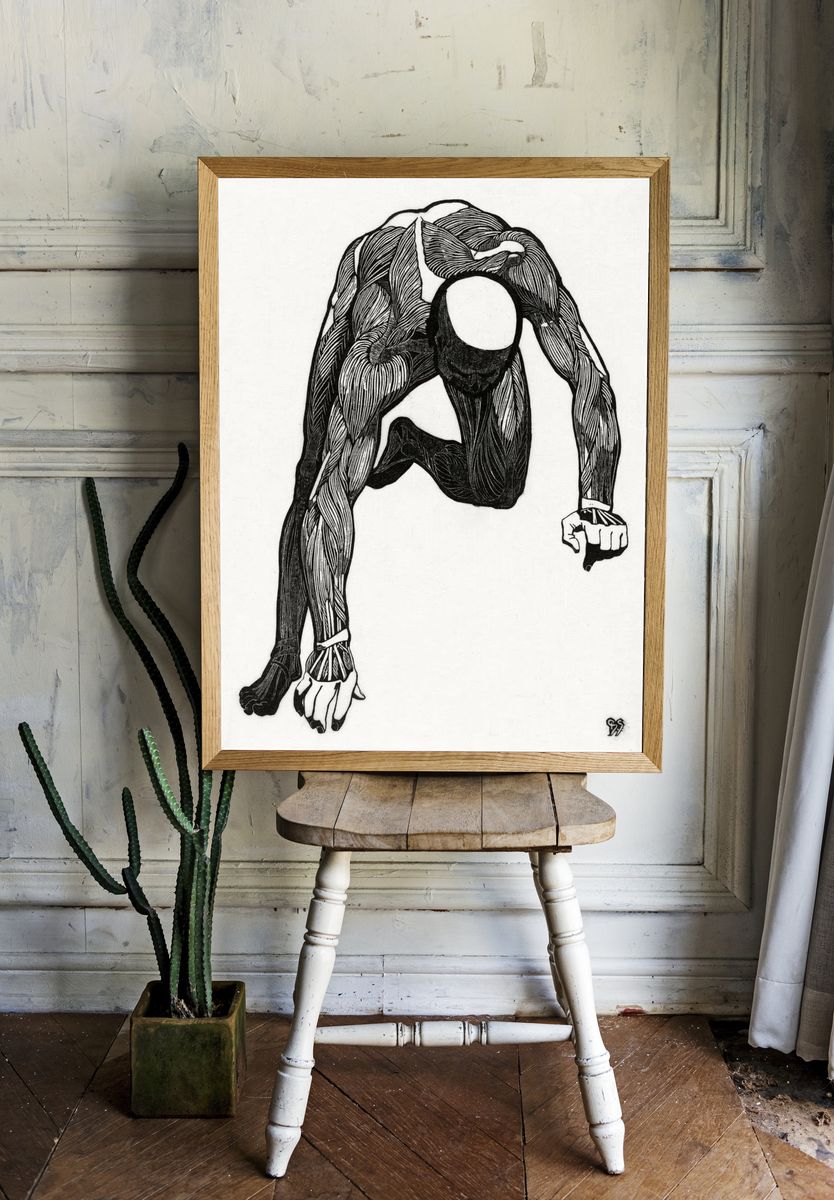 Anatomical study man's neck, arm. room preview