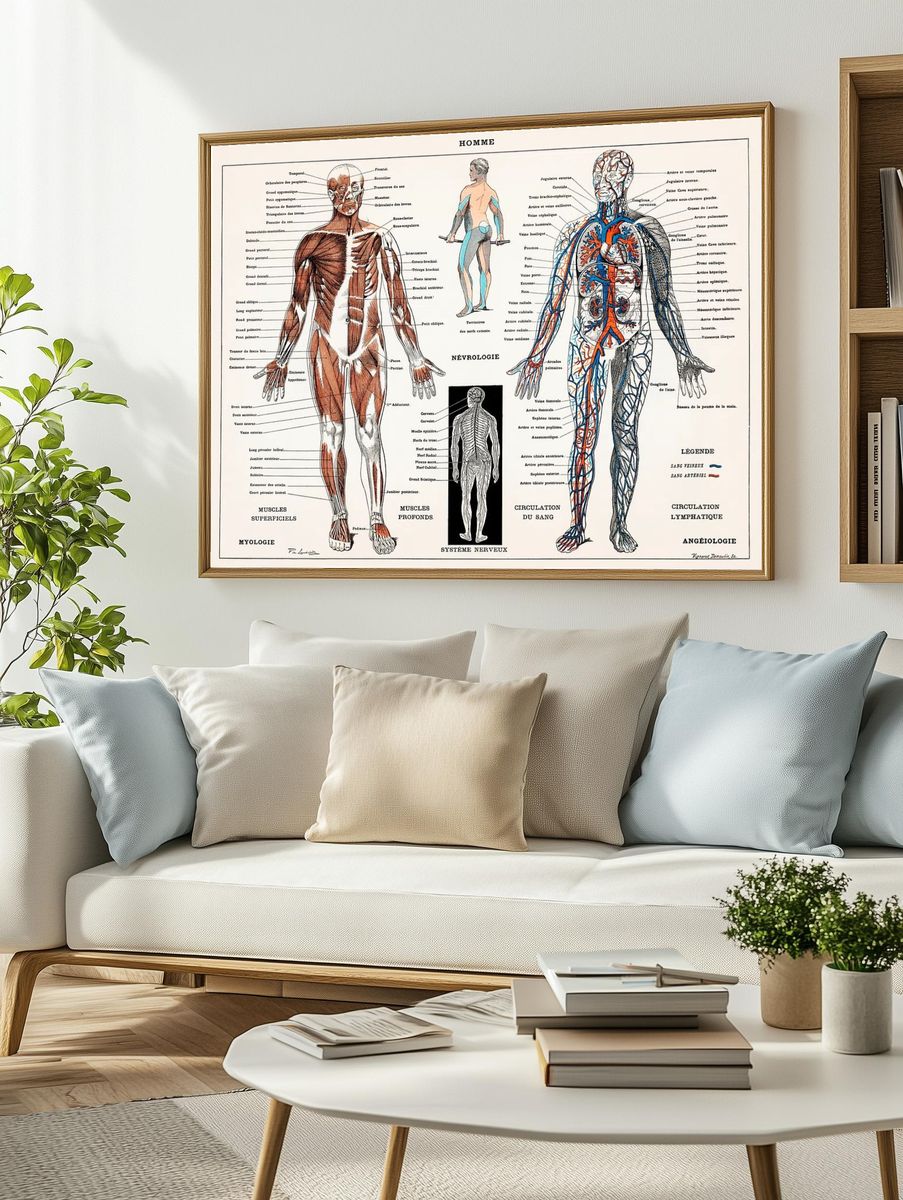 antique illustration human nervous system. — room view 2