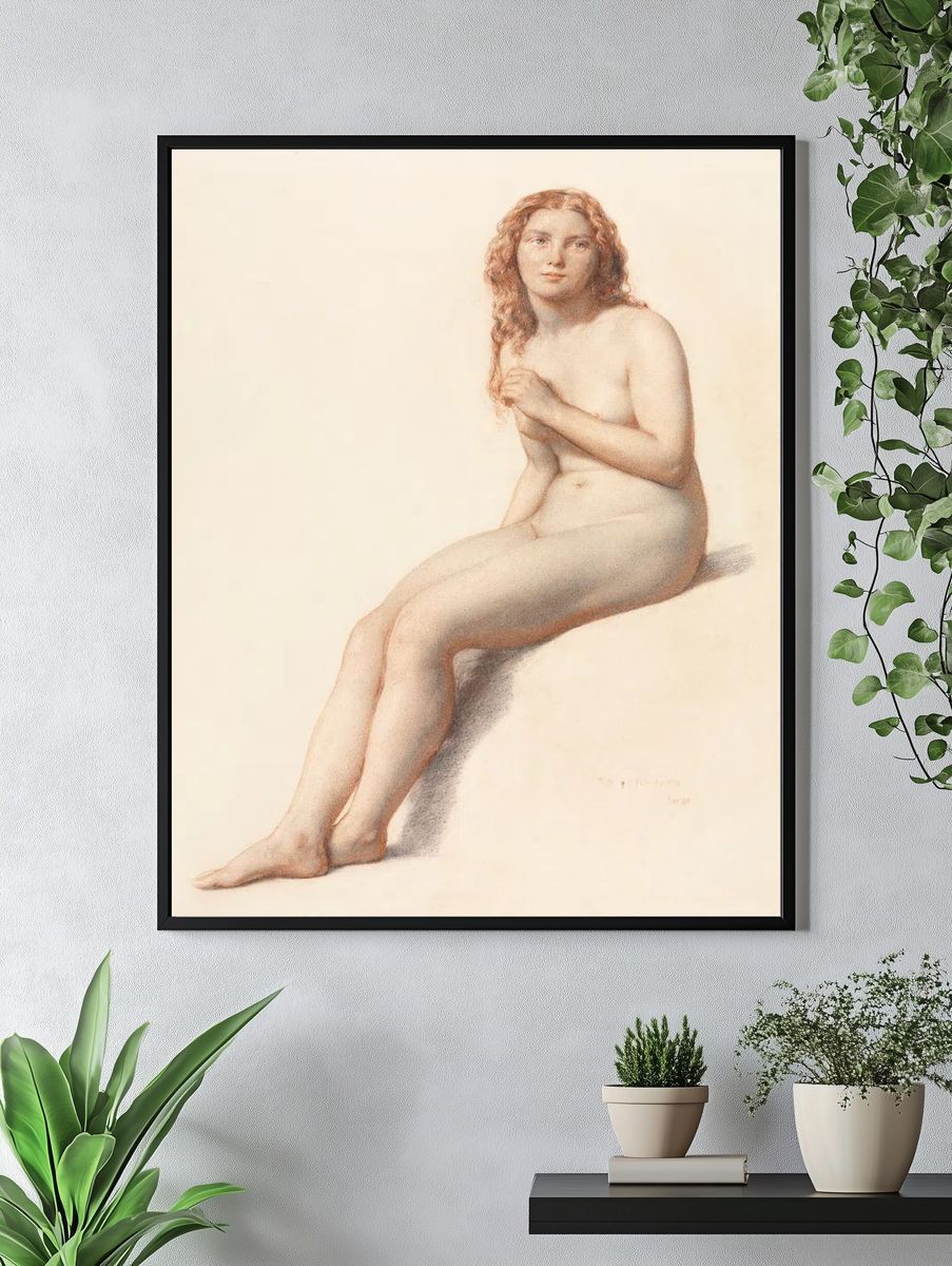 Naked woman posing sensually, vintage. — room view 4