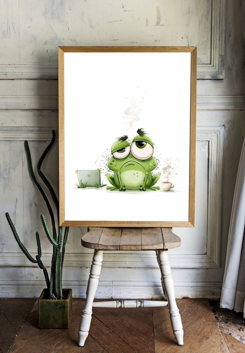 Sad Frog Cartoon Poster. room preview