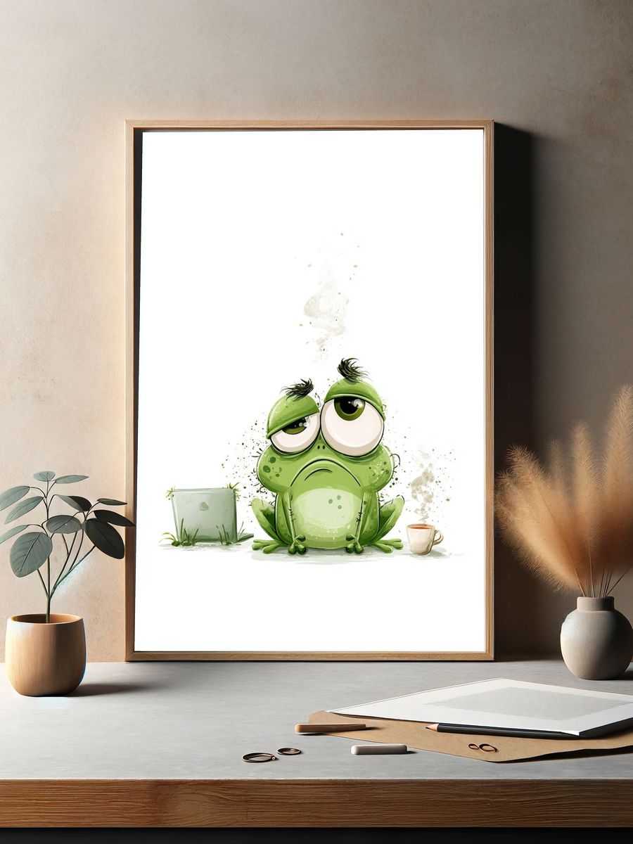 Sad Frog Cartoon Poster. — room view 2