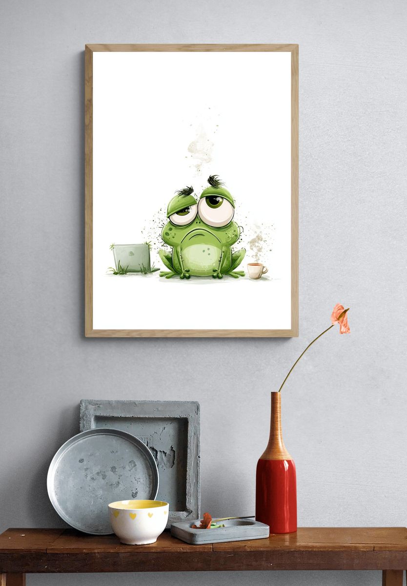 Sad Frog Cartoon Poster. — room view 3