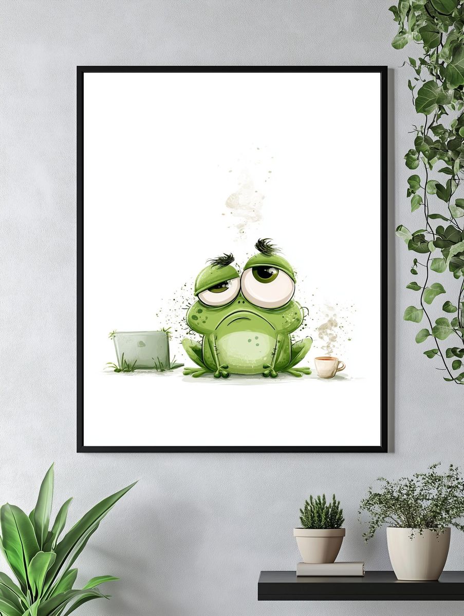 Sad Frog Cartoon Poster. — room view 4