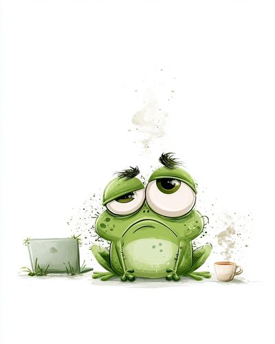 Sad Frog Cartoon Poster.