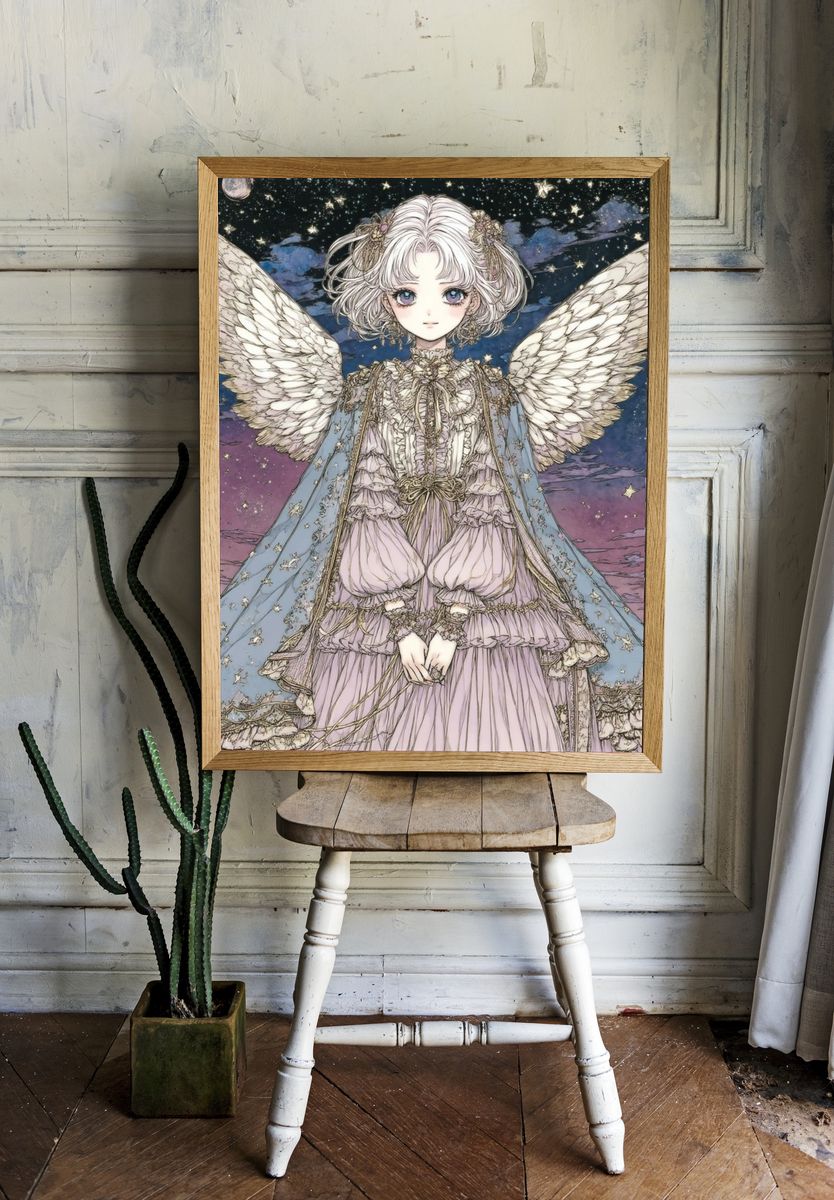 Angel Girl — Digital Art Print. — room view 1