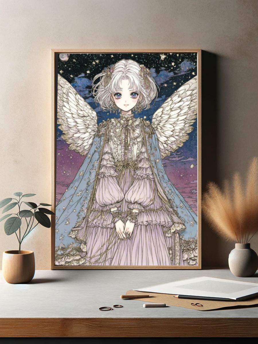 Angel Girl — Digital Art Print. — room view 2