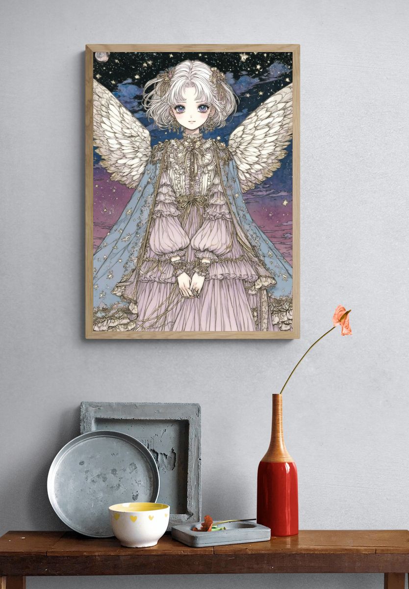 Angel Girl — Digital Art Print. — room view 3