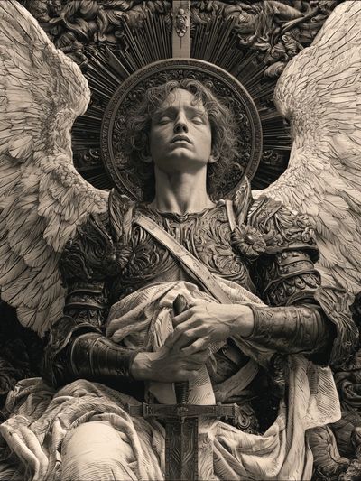 Winged Angel Sculpture Print.