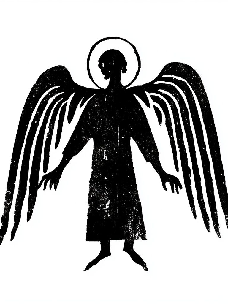 Winged Angel Silhouette Print. poster detail