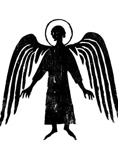 Winged Angel Silhouette Print. poster