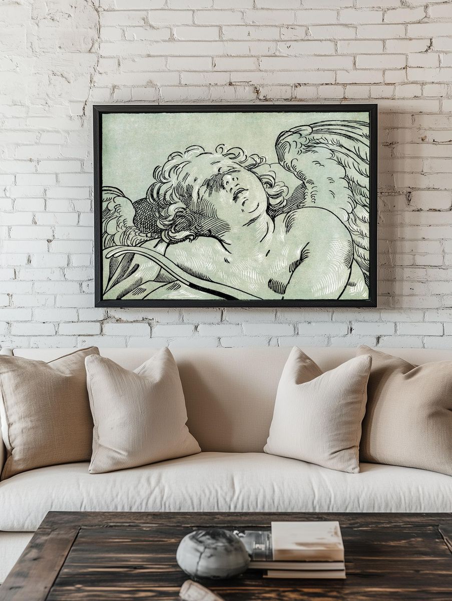 Cherub Angel Sketch Print. — room view 1