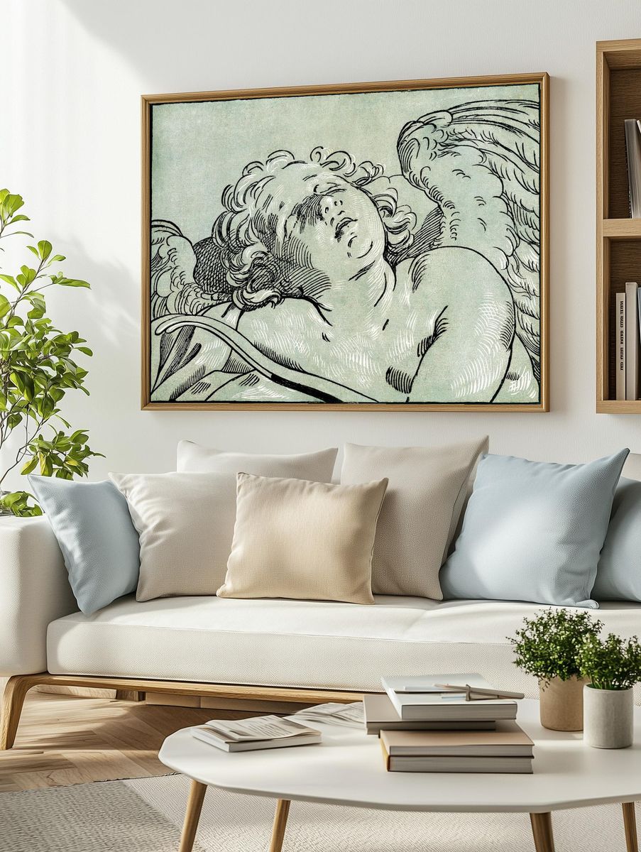 Cherub Angel Sketch Print. — room view 2