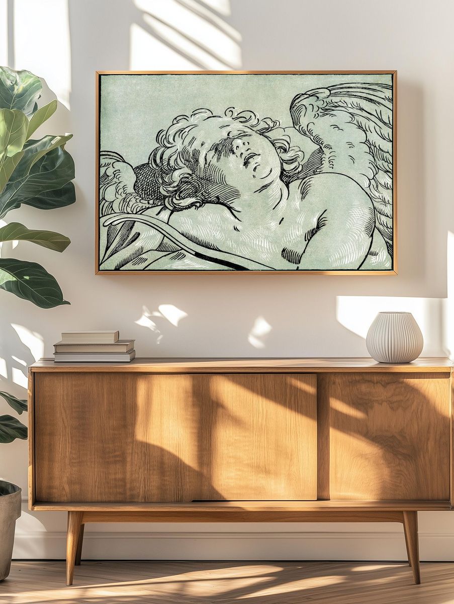 Cherub Angel Sketch Print. — room view 3