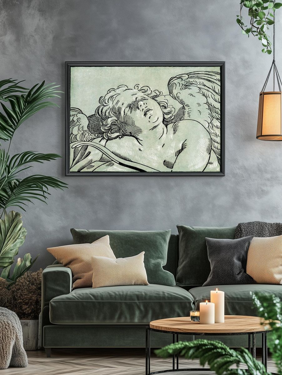 Cherub Angel Sketch Print. — room view 4