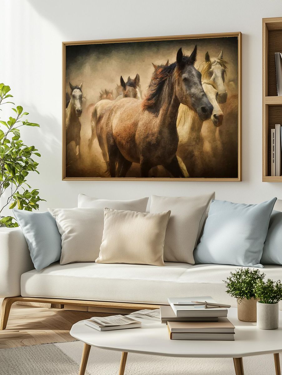 Free herd horses digital art. — room view 2