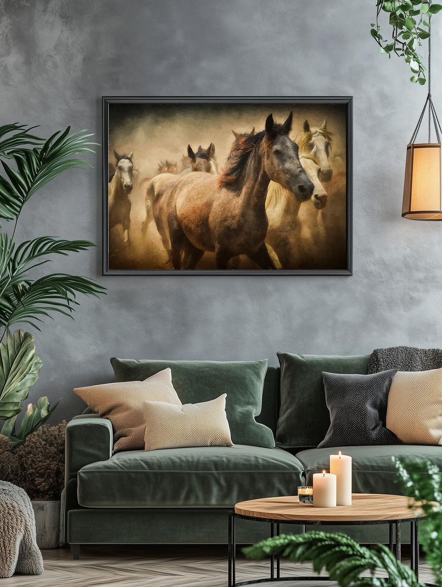 Free herd horses digital art. — room view 4