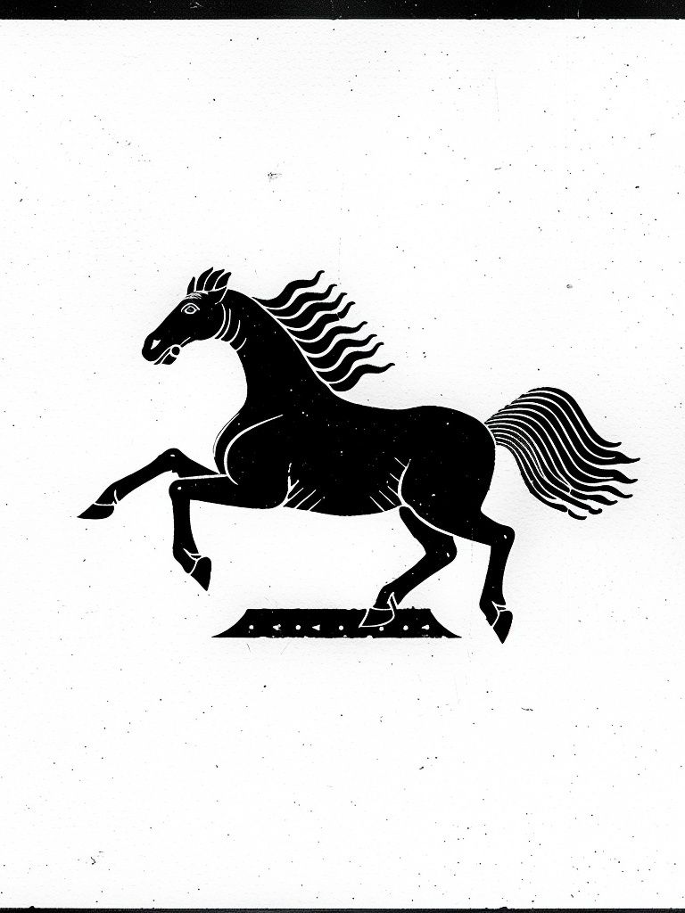 Galloping Horse Black-White Poster. poster detail