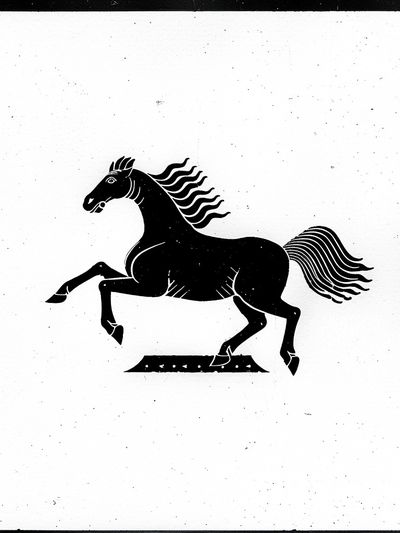 Galloping Horse Black-White Poster.