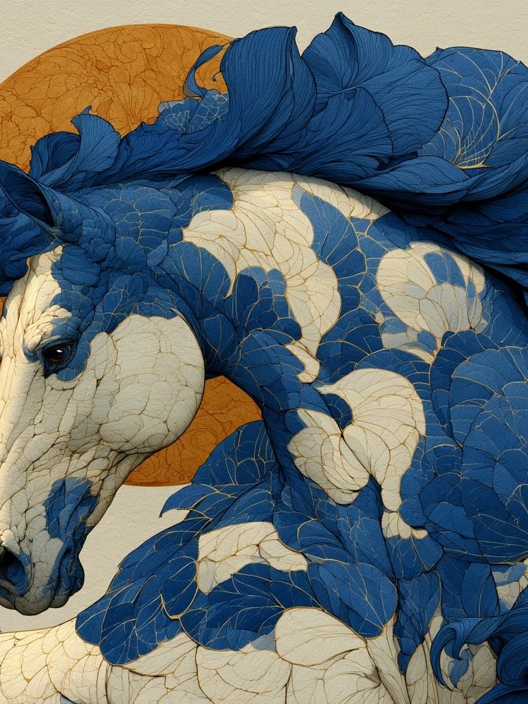 Blue Horse Surreal Illustration Poster. poster detail